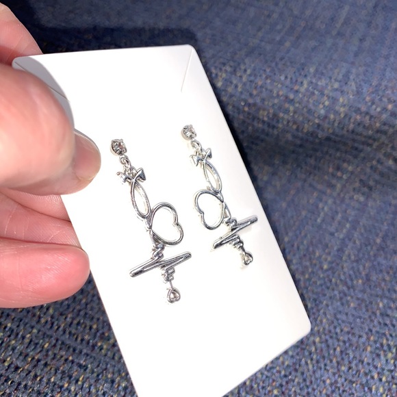 Handcrafted Silver-toned Fashion Earrings Medical Themed Drop Dangle - Picture 8 of 11